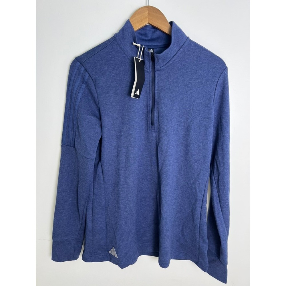 NWT! Adidas Men Large Golf Sweater Layer 1/4 Zip Pullover Collegiate Navy Sports